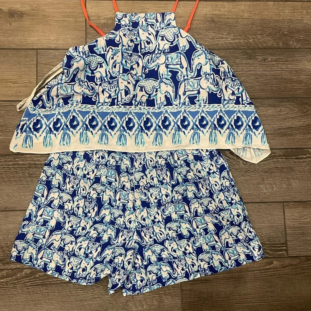 Lilly Pulitzer Celyn Elephant Print Romper 0 - Picture 4 of 10